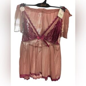 Spree Elegant Lace Chemise in Pink and Purple